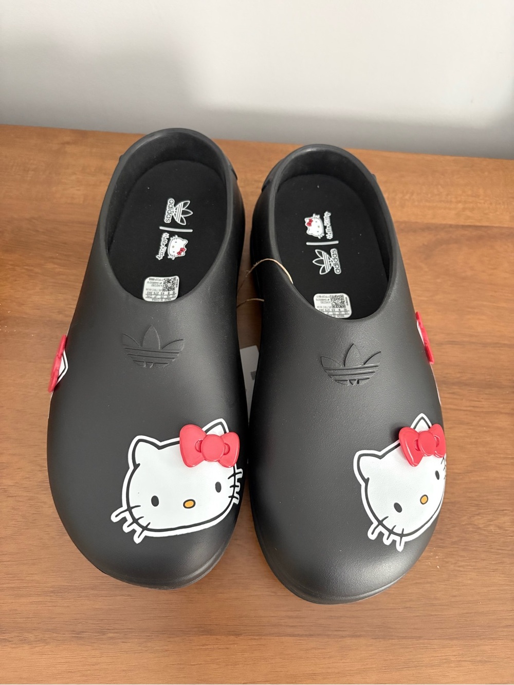 adidas Black Adifoam On Clog with Hello Kitty Graphic